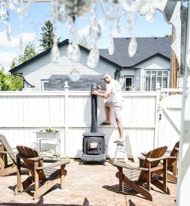 outdoor wood stove fireplace