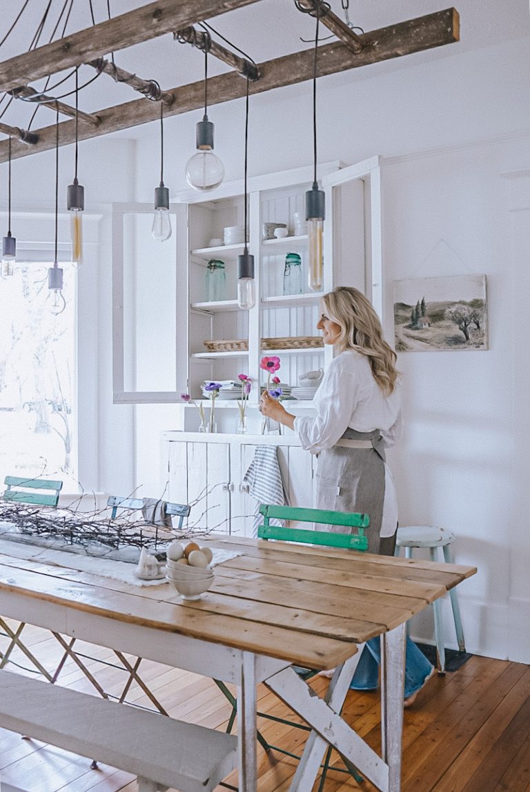 decorating an antique vintage kitchen hutch cabinet