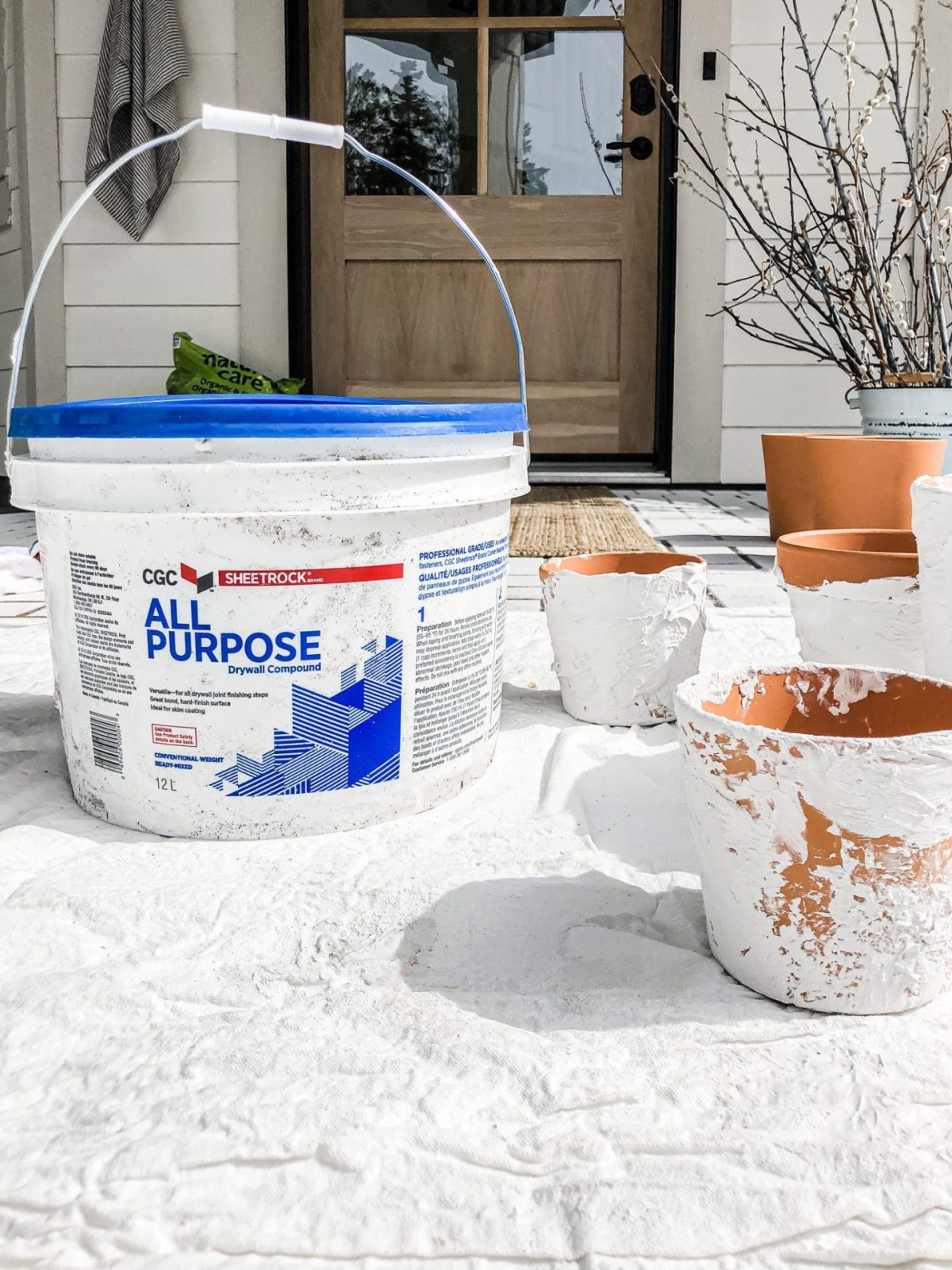 drywall compound compound used to aging terra cotta pots