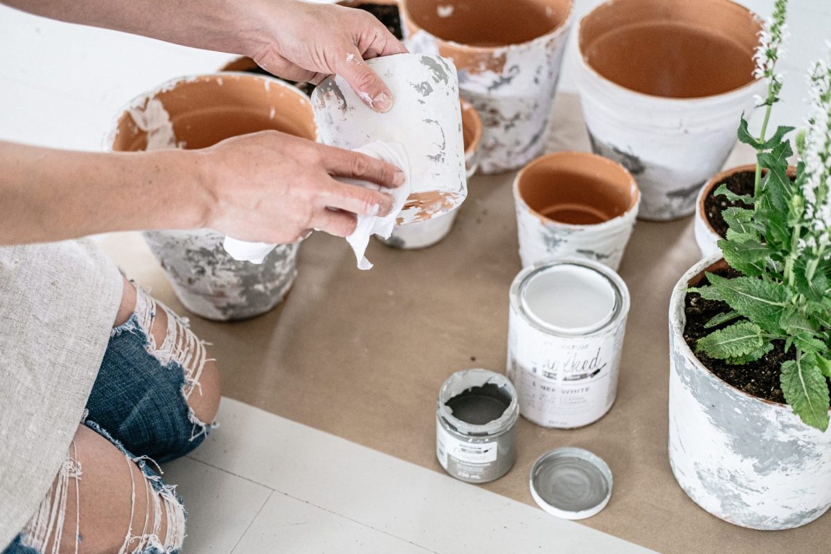 Terra-cotta pots-2 adding paint to terra cotta pots