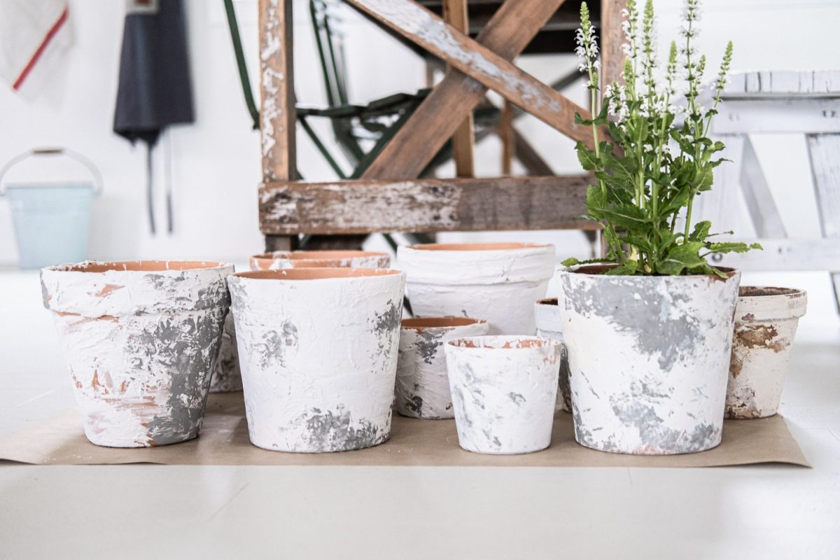 Terra-cotta pots-4 different sized DIY aged pots