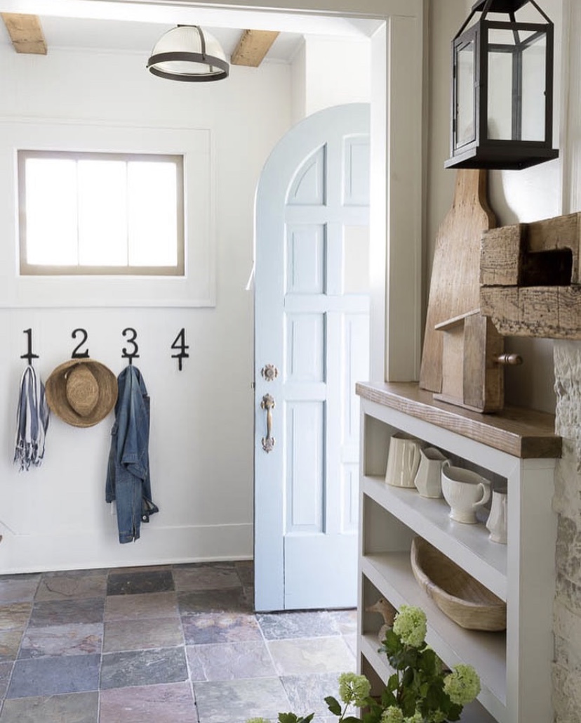 charming light blue cottage style arched front door number hooks