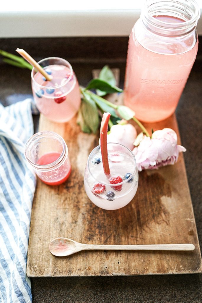 Simple rhubarb juice and syrup from scratch.