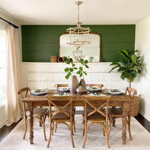 Farmhouse dining table in formal dinning room