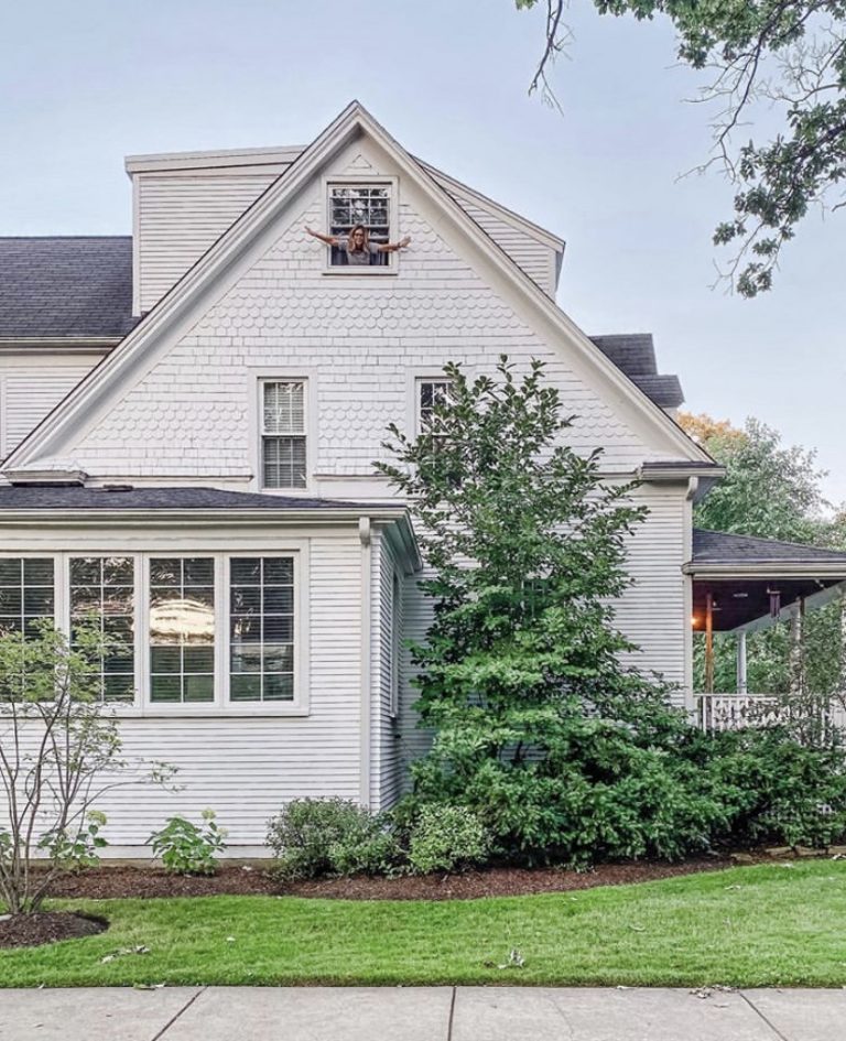 charming farmhouse exterior white and black contrast
