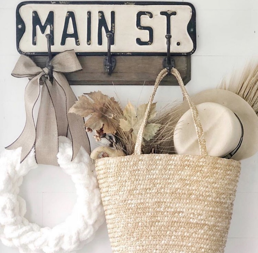 The curated Farmhouse fall home decor home tour market basket wall decor