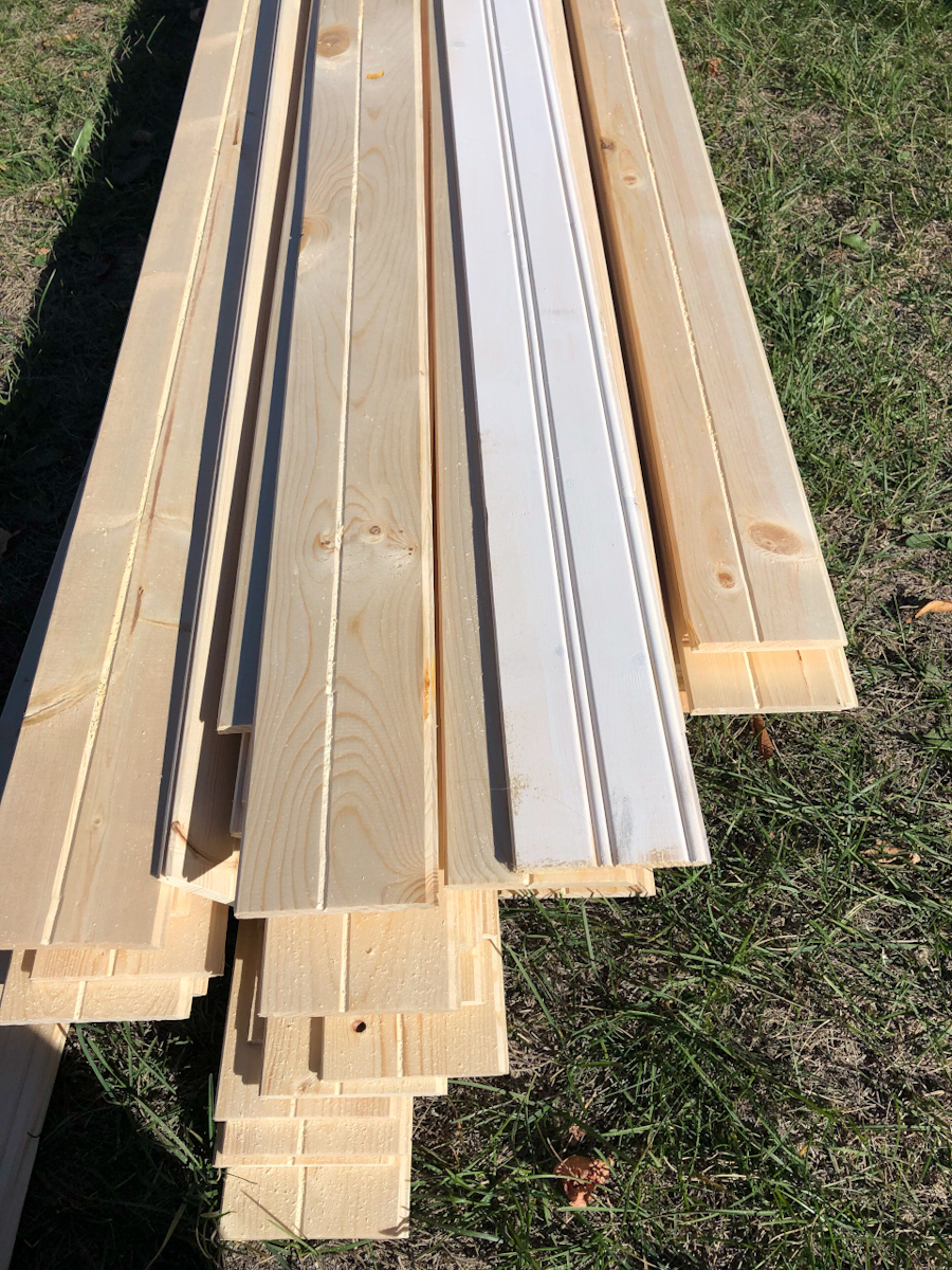 cottage grade shiplap planks that were milled and mitred