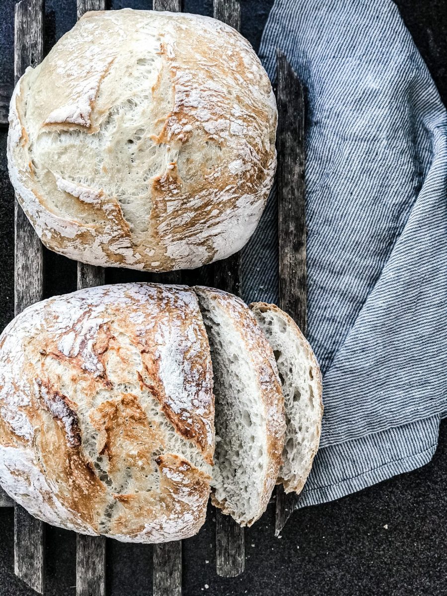 artsian bread on a vintage drying rack