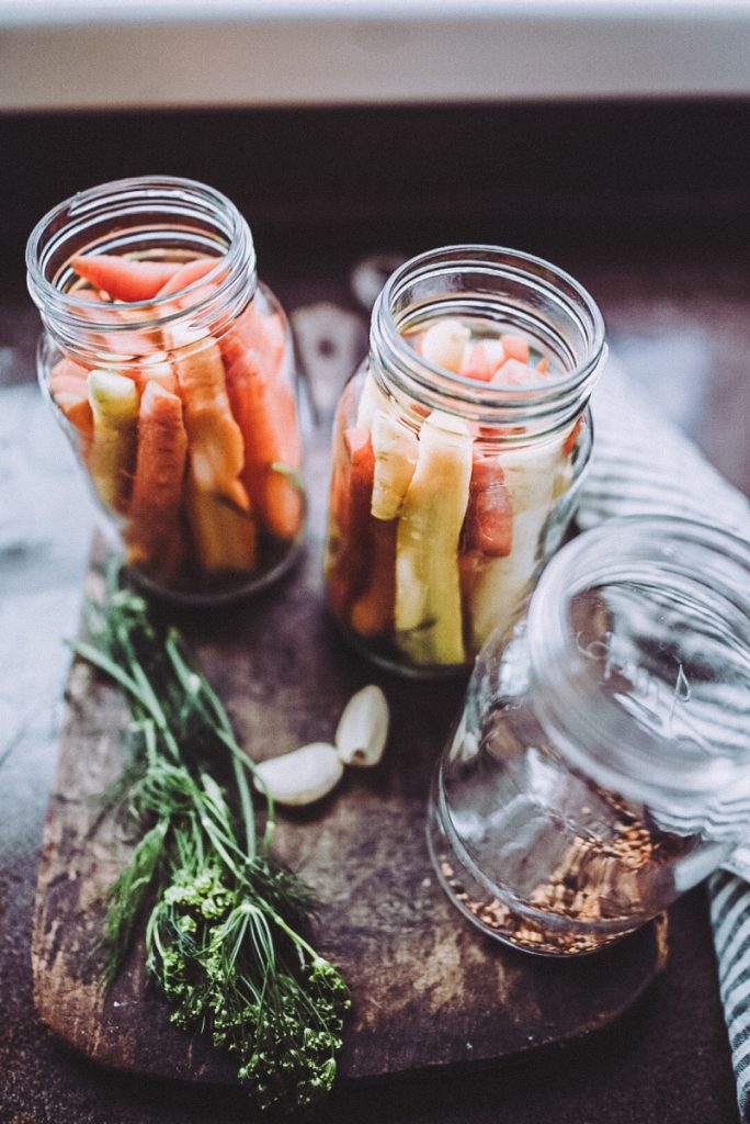 pickled carrots in jars