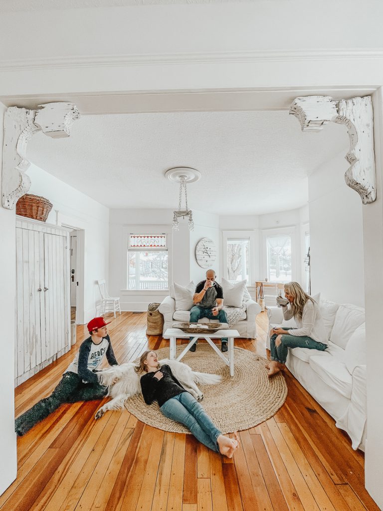 a family spending time together in a happy home