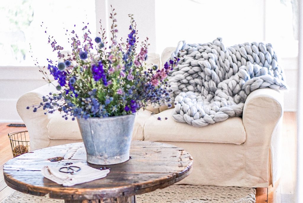 Home Decor Style Quiz coffee table with fresh flowers