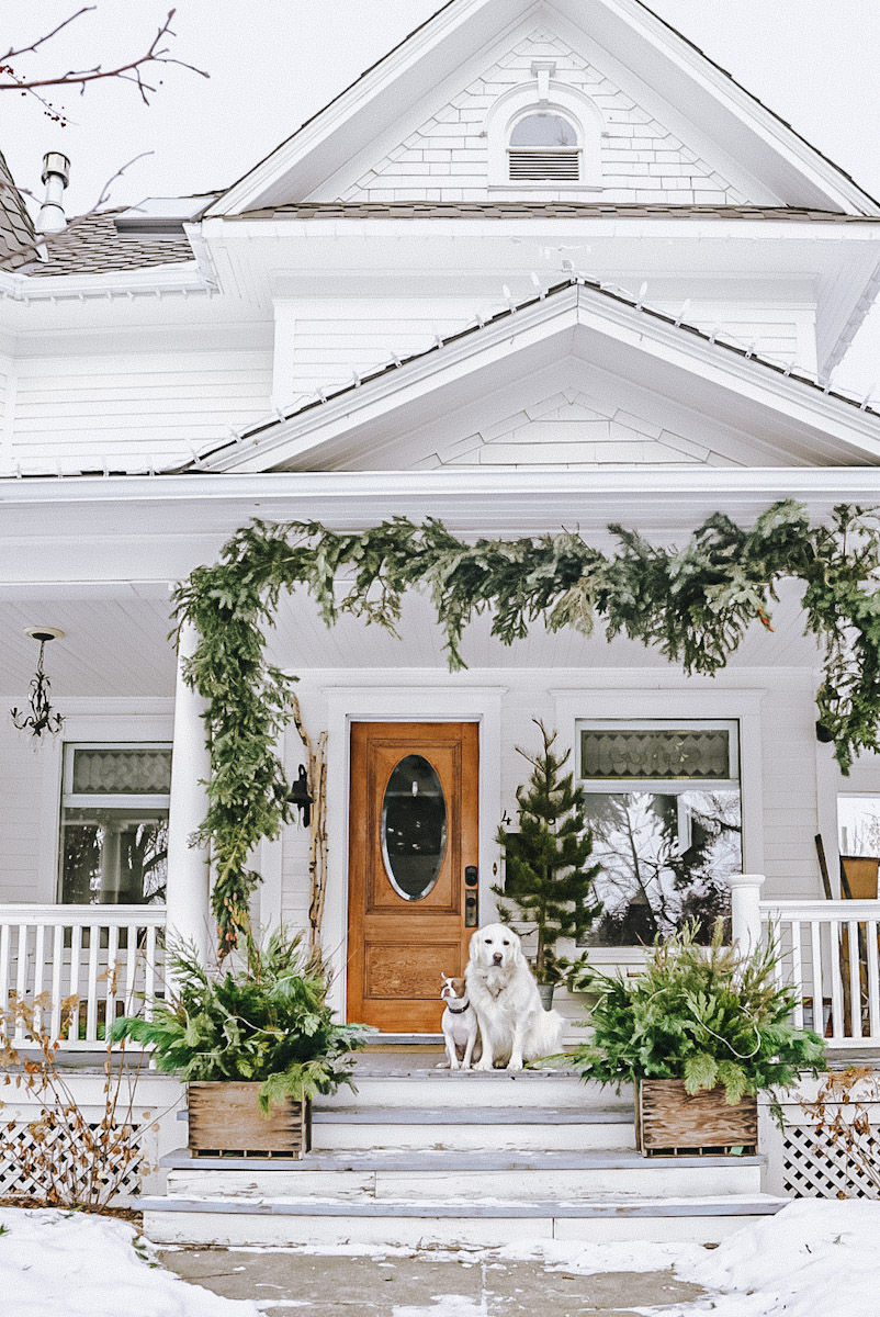 Nordic Blue Front Door on a Rustic Red House