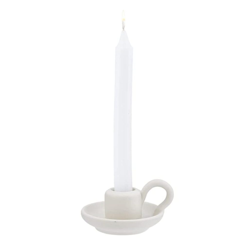 Ceramic Clay Candle Holder White