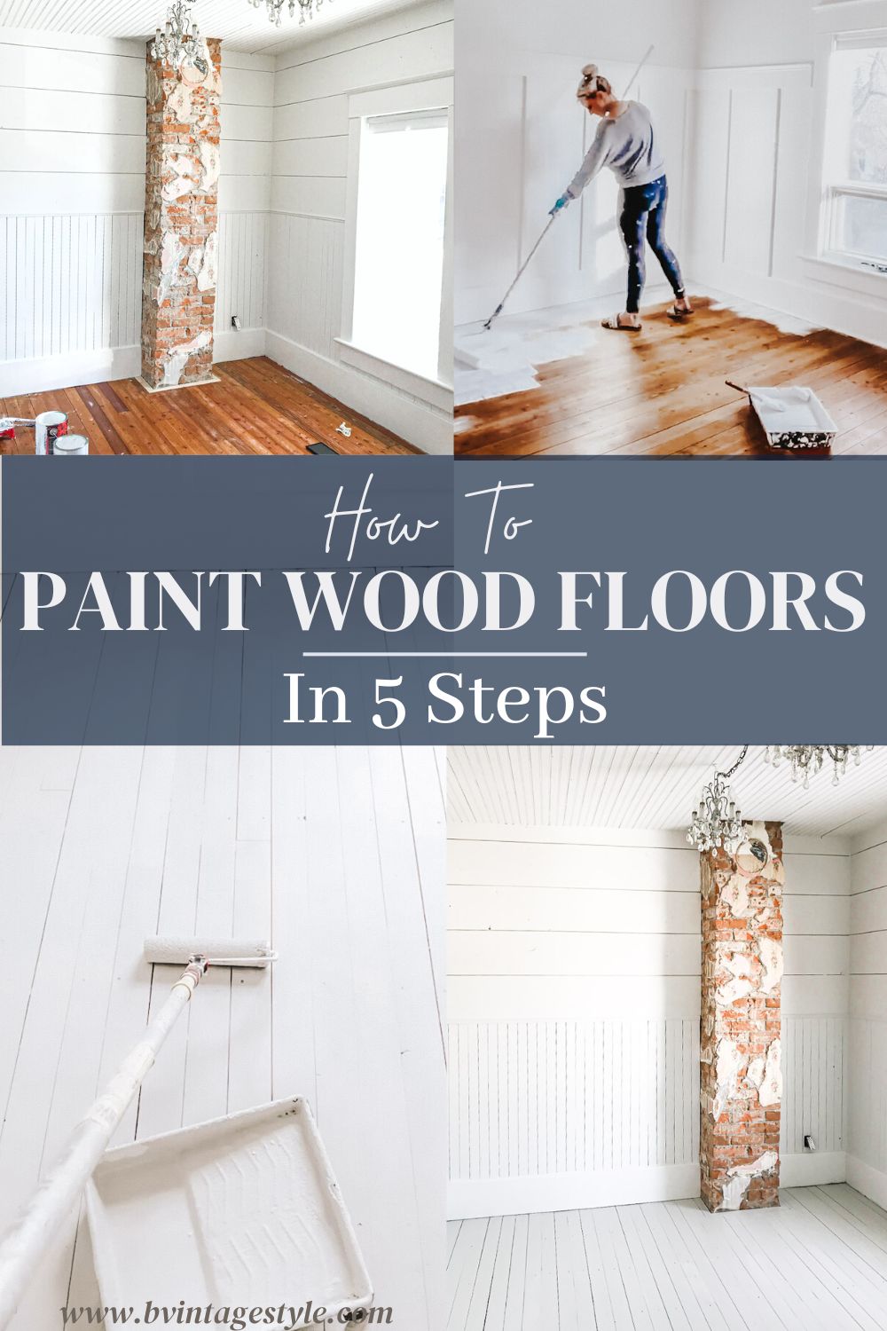How To Paint Wood Floors 5 Easy Steps B Vintage Style