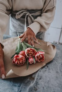 preparing tulips to be arranged