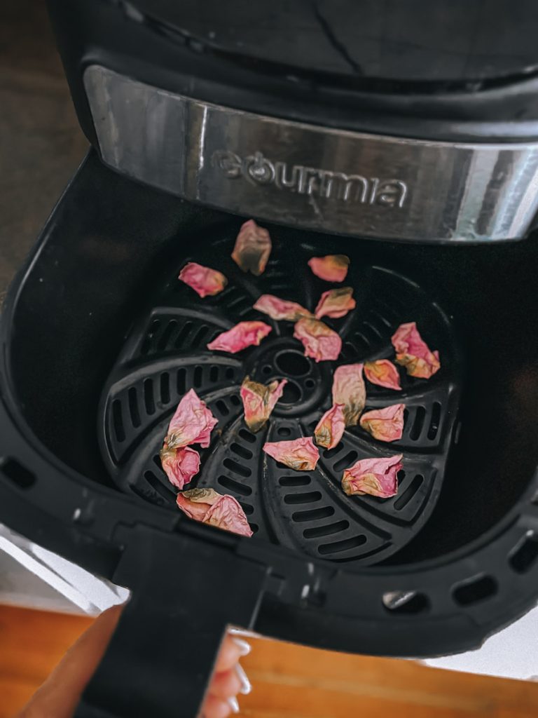 drying rose petals in the air fryer