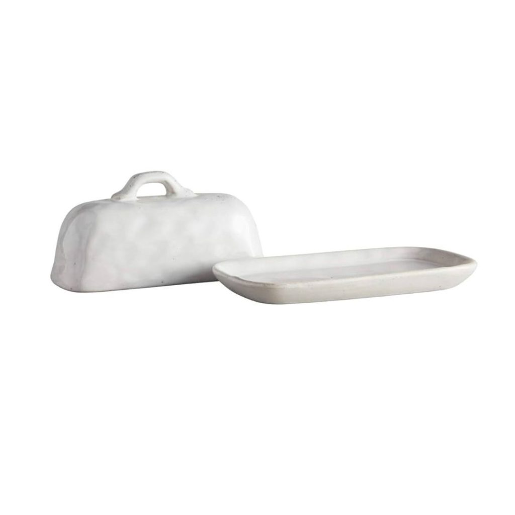 White ironstone butter dish.