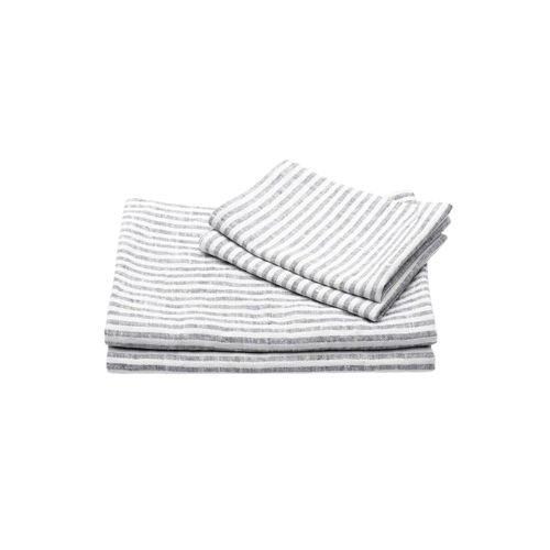 Blue ticking linen kitchen towels.