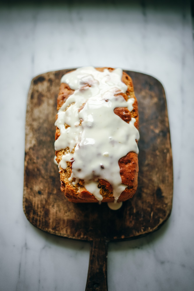 A fresh baked loaf of pineapple bread ready that is cooling.