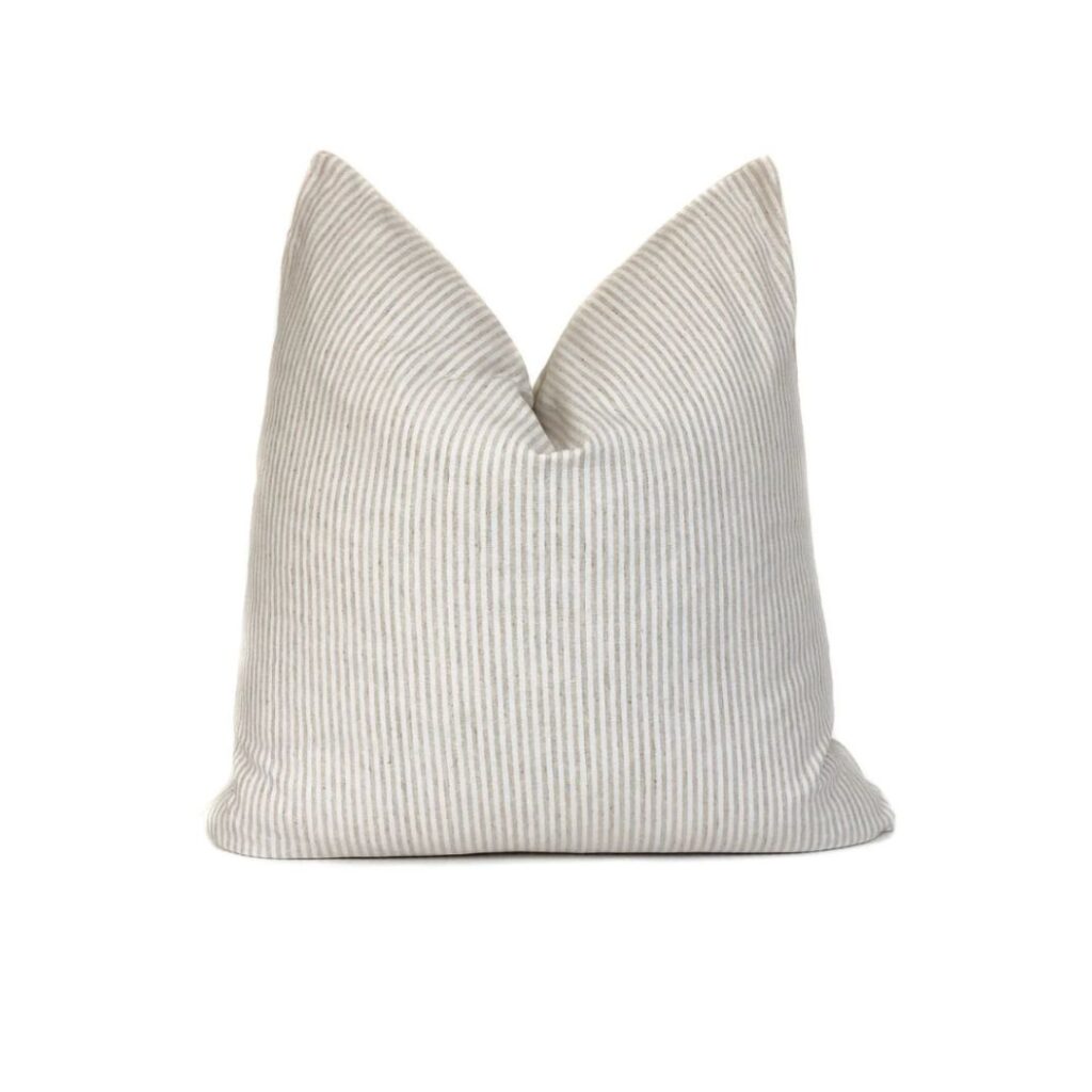 Striped linen throw pillow.
