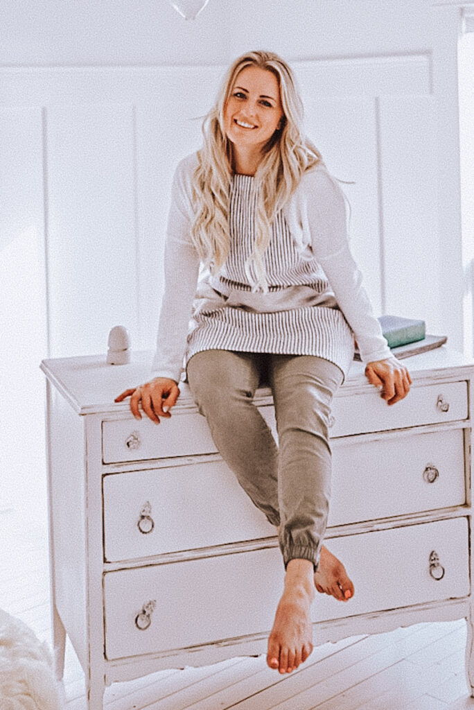 Deborah McDonald - B Vintage Style sitting on a vintage dresser.