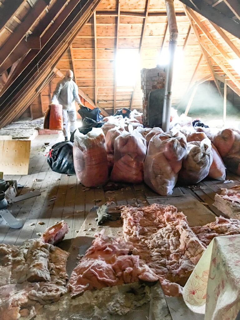 Cleaning out an attic space for completing a renovation. 