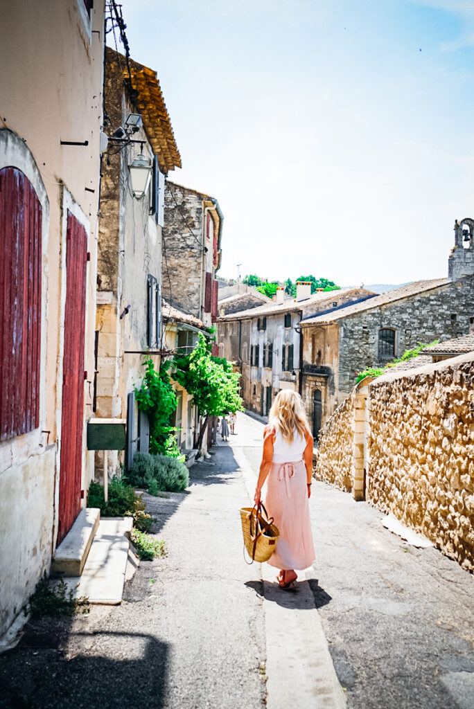Deborah walking the streets in Lacoste Provence 